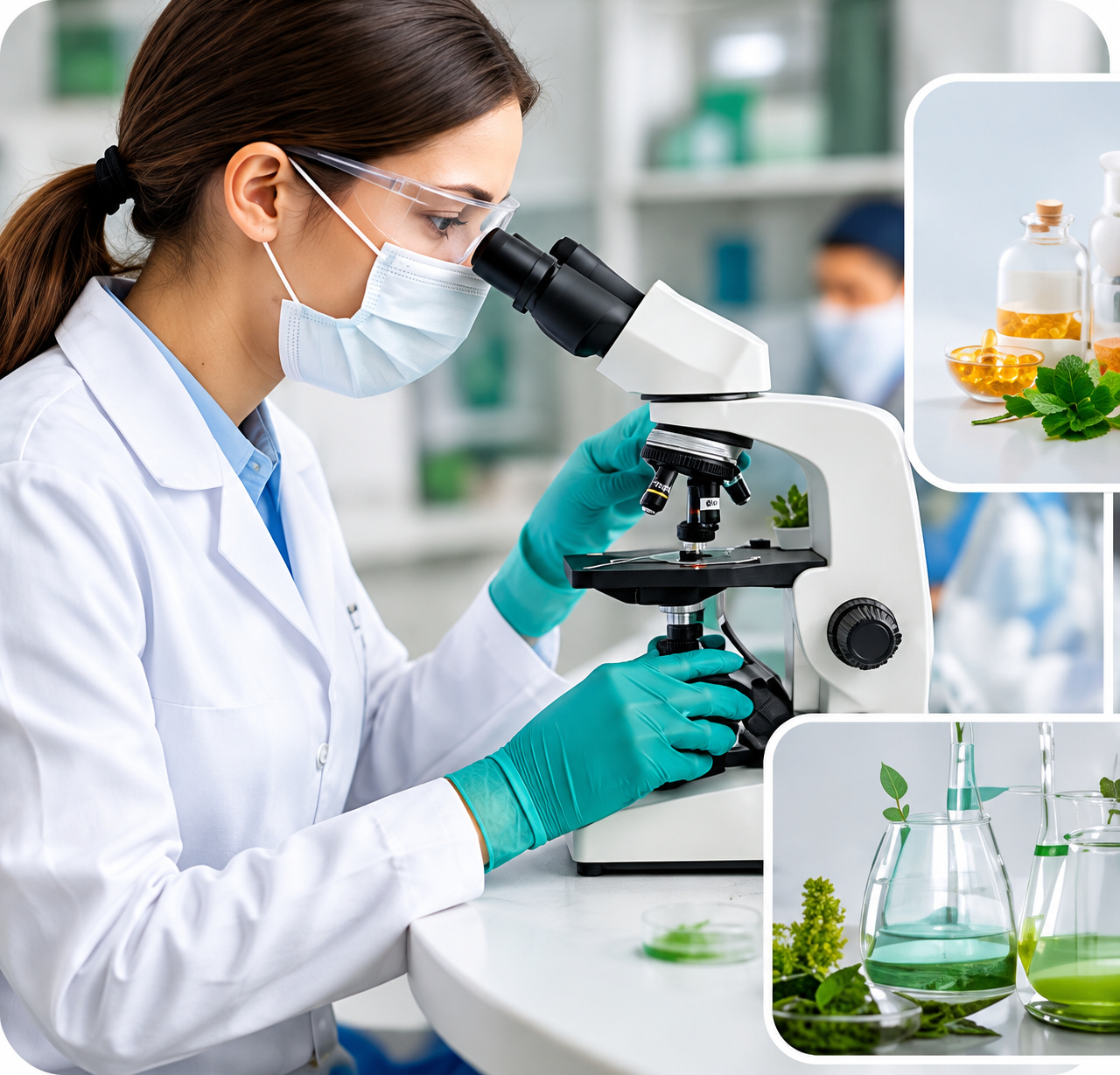 Scientist at microscope